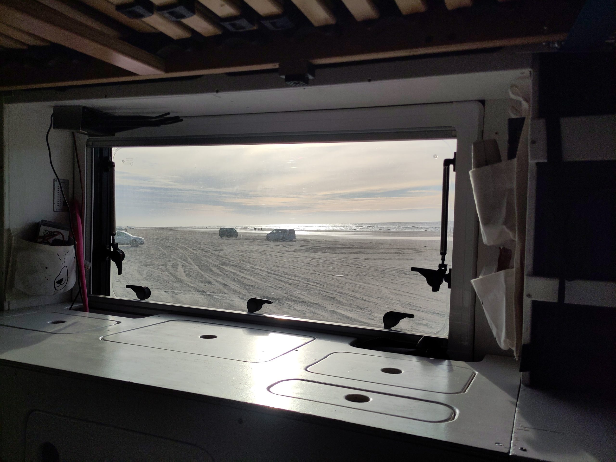 View from the van on the beach