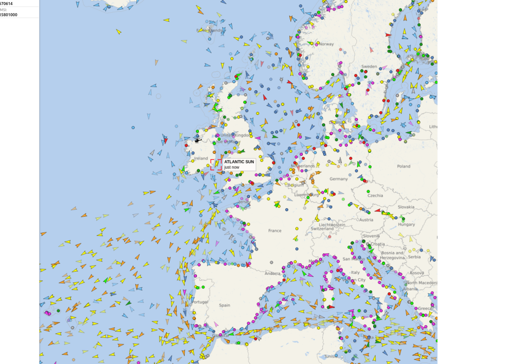 Position cargo ship with the volvo